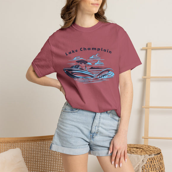 Lake Champlain T Shirt, Comfort Colors Cotton 100% Cotton Wakeboard Boat Tee