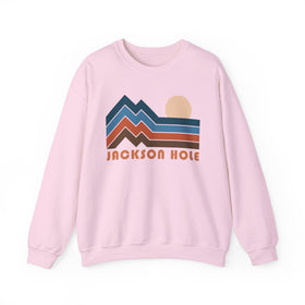 Buy light-pink Jackson Hole, Wyoming Sweatshirt Retro Mountains, Jackson Hole Unisex Graphic Crewneck