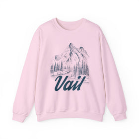 Buy light-pink Vail, Colorado Sweatshirt - Mountain Illustration Graphic Crewneck