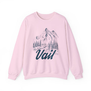 Buy light-pink Vail, Colorado Sweatshirt - Mountain Illustration Graphic Crewneck