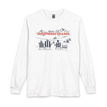 Snowmass Village, Colorado Après-ski Long Sleeve Shirt - Mountain Retro Skiing - 0