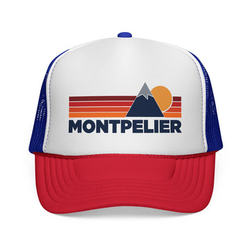 Montpelier, Vermont Retro Mountains Trucker Hat - Vintage Style Montpelier Cap