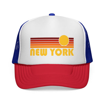 New York Retro Sun Trucker Hat - Vintage Style New York Cap