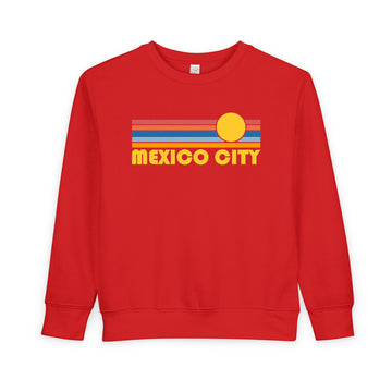 Buy red Mexico City, Mexico Toddler Sweatshirt - Retro Sun Mexico City Toddler Crewneck Sweatshirt