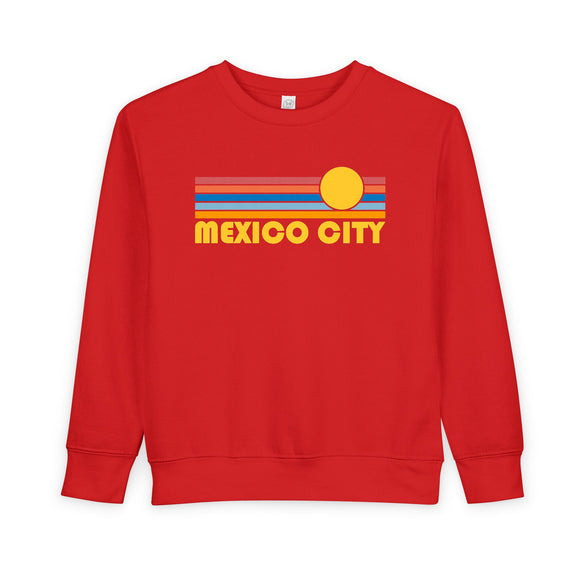 Mexico City, Mexico Toddler Sweatshirt - Retro Sun Mexico City Toddler Crewneck Sweatshirt