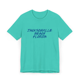 Buy teal Jacksonville Beach T-Shirt | 100% Cotton Retro Florida Tee