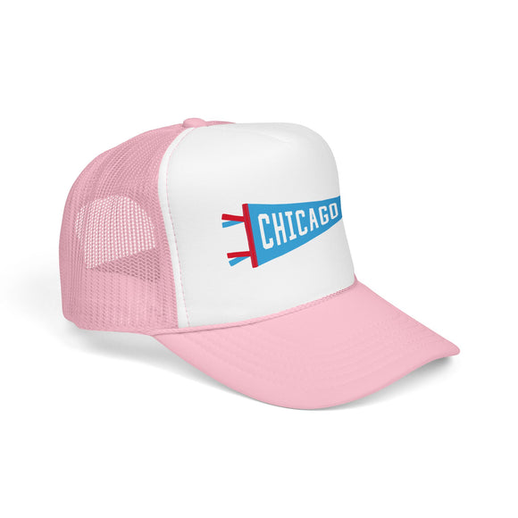 Chicago, Illinois Pennant Trucker Hat — Retro Flag Foam Cap