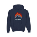 Wyoming Youth Hoodie - Retro Mountain Wyoming Youth Sweatshirt-4