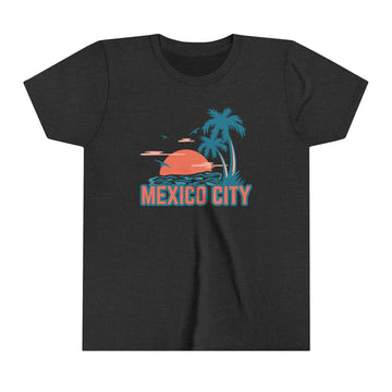 Buy dark-grey-heather Mexico City, Mexico Youth Shirt - Retro Palm Tree Mexico City Kid's T-Shirt