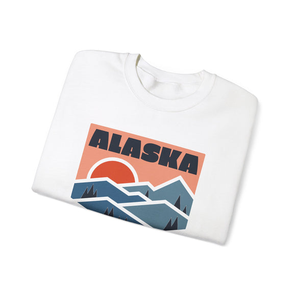 Alaska Sweatshirt Retro Mountains, Alaska Unisex Graphic Crewneck