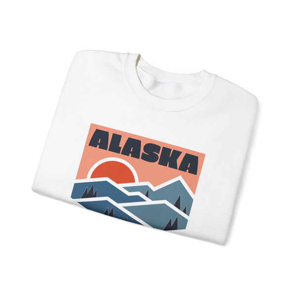 Alaska Sweatshirt Retro Mountains, Alaska Unisex Graphic Crewneck