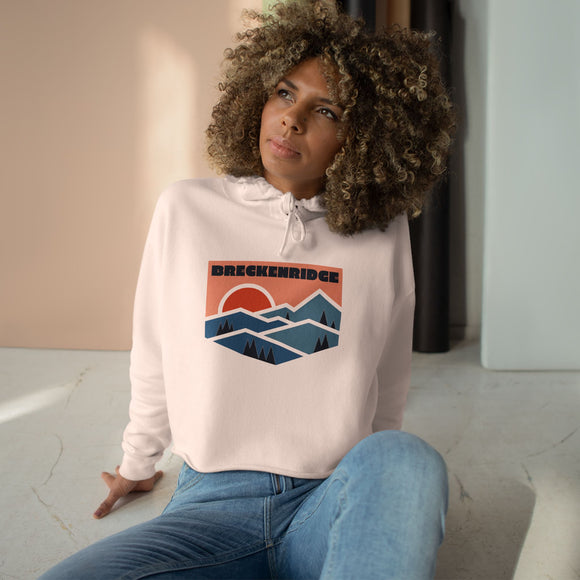 Women's Breckenridge, Colorado Crop Hoodie - Premium Mountain Crop Sweatshirt