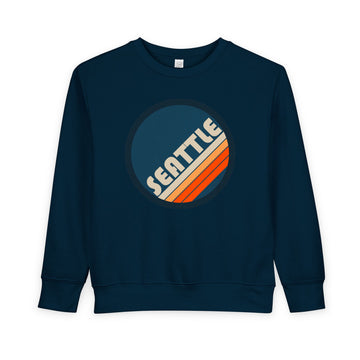 Buy navy Seattle, Washington Toddler Sweatshirt - Retro Seattle Toddler Crewneck Sweatshirt