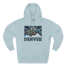 Buy blue-mist Denver, Colorado Hoodie - Retro Mountain Unisex Sweatshirt