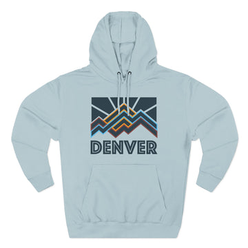 Buy blue-mist Denver, Colorado Hoodie - Retro Mountain Unisex Sweatshirt
