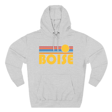 Buy heather-grey Boise, Idaho Hoodie - Retro Sun Unisex Sweatshirt