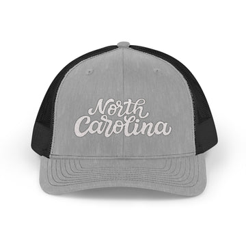 Buy heather-grey-black North Carolina Snapback Trucker Cap - Embroidered North Carolina Hat