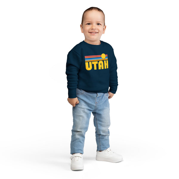 Utah Toddler Sweatshirt - Retro Sun Utah Toddler Crewneck Sweatshirt