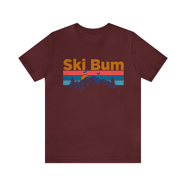 Ski Bum T-Shirt - Mountain Sunset Unisex Ski Bum Shirt