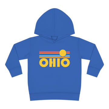 Buy vintage-royal Ohio Toddler Hoodie - Retro Sunrise Unisex Ohio Toddler Sweatshirt