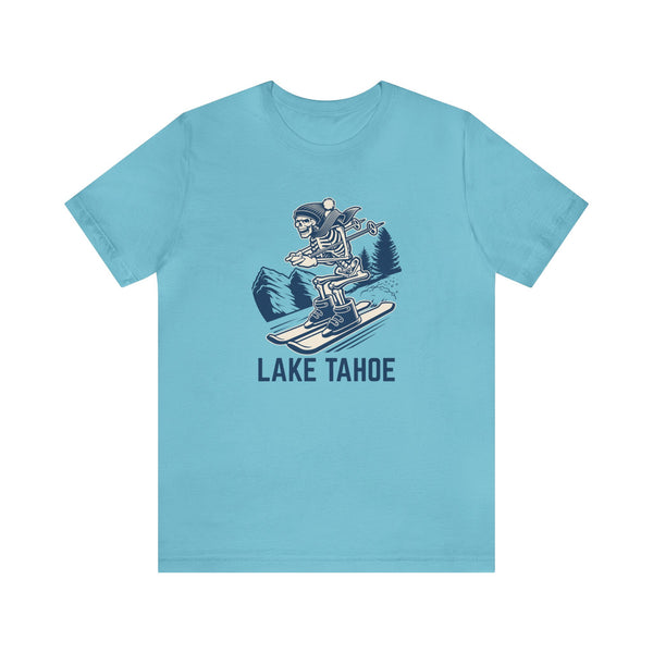 Lake Tahoe, California T-Shirt - Skeleton Skier Unisex Lake Tahoe Shirt