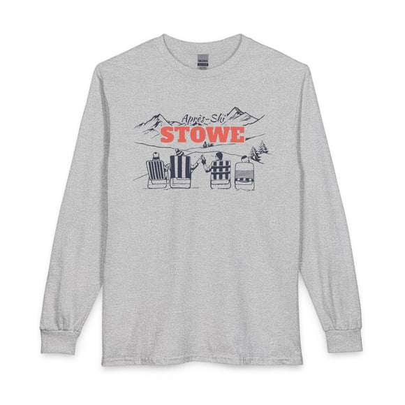 Stowe, Vermont Après-ski Long Sleeve Shirt - Mountain Retro Skiing