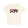 Retro Golden, Colorado T-shirt, Mountain Tee, Vintage Golden Unisex Jersey Shirt, Outdoor Hiking Apparel