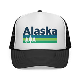 Alaska Retro Trees Trucker Hat - Vintage Style Alaska Cap