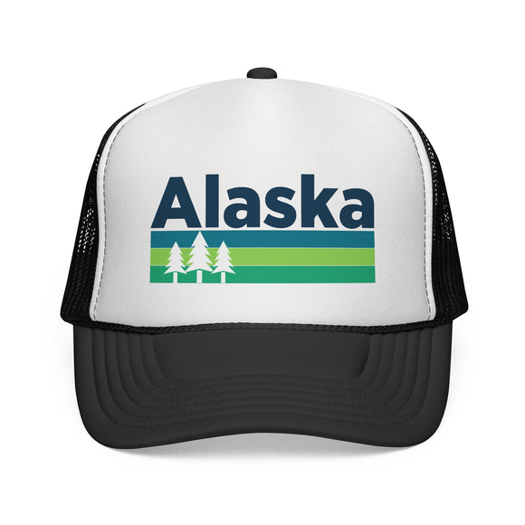 Alaska Retro Trees Trucker Hat - Vintage Style Alaska Cap