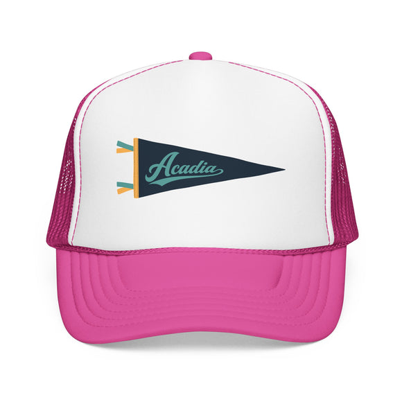 Acadia National Park Pennant Trucker Hat — Vintage Foam Mesh Cap