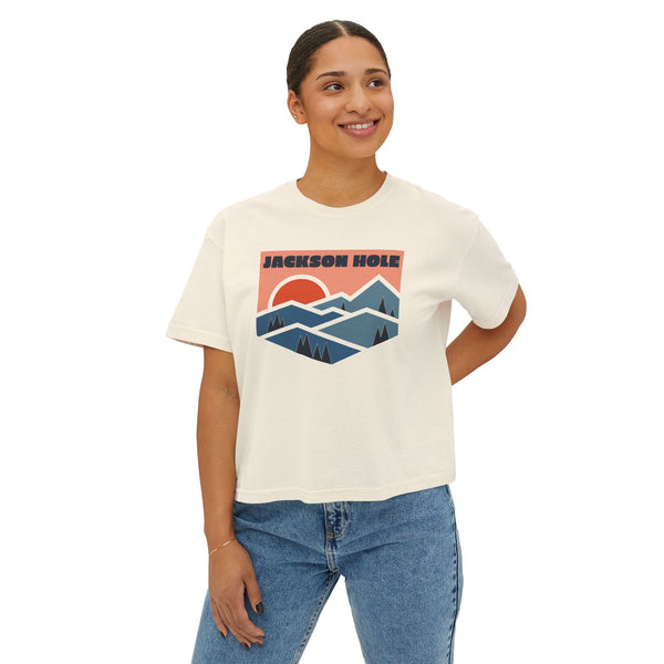 Women's Jackson Hole, Wyoming Boxy Graphic Tee - Slightly Cropped