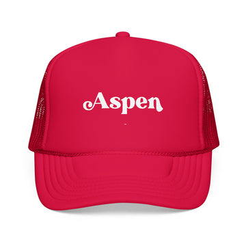 Buy red Aspen, Colorado Trucker Hat - Foam Aspen Cap