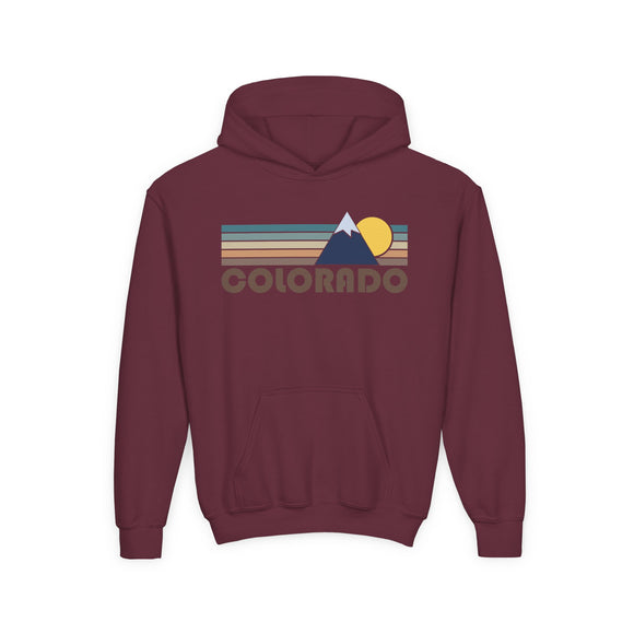 Colorado Youth Hoodie - Retro Mountain Colorado Youth Sweatshirt