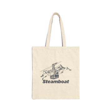 Steamboat, Colorado Cotton Canvas Tote Bag - 15" x 16" - Skier Sketch