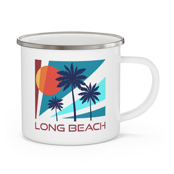 Long Beach, California Camp Mug - Retro Enamel Campfire Long Beach Mug