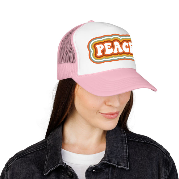 Retro Peace Trucker Hat Boho