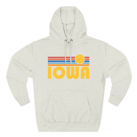 Premium Iowa Hoodie - Retro Sun Unisex Sweatshirt