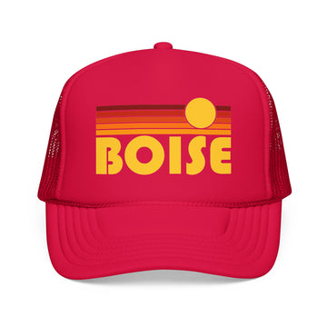 Buy red Boise, Idaho Retro Sunset Trucker Hat