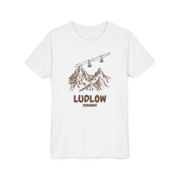 Ludlow, Vermont Youth T-Shirt — Vintage Gondola Ski Mountain Tee