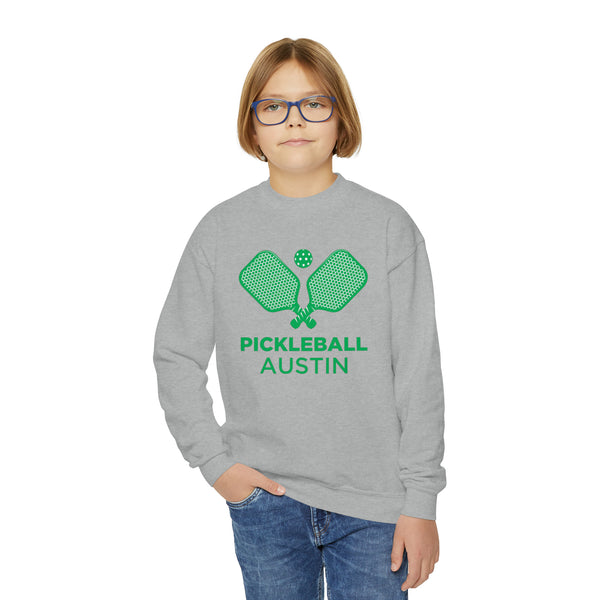 Austin, Texas Youth Sweatshirt - Pickleball Unisex Kid's Austin Crewneck Sweatshirt