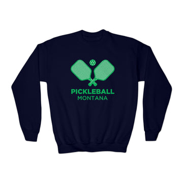 Buy navy Montana Youth Sweatshirt - Pickleball Unisex Kid's Montana Crewneck Sweatshirt