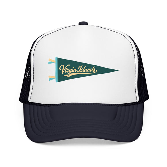 Virgin Islands National Park Pennant Trucker Hat — Vintage Foam Mesh Cap