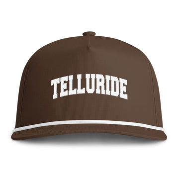 Telluride, Colorado Embroidered Rope Hat - Vintage Sunwashed Rope Cap, Comfort Colors - 0
