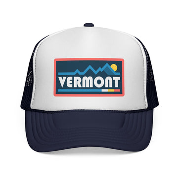 Buy dark-navy Vermont Retro Mountains Trucker Hat - Vintage Style Vermont Cap