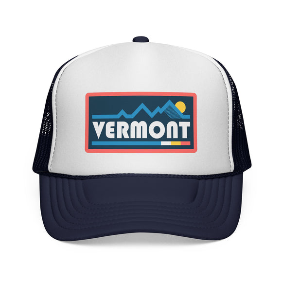 Vermont Retro Mountains Trucker Hat - Vintage Style Vermont Cap