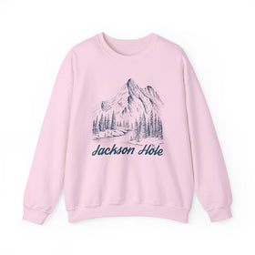 Buy light-pink Jackson Hole, Wyoming Sweatshirt - Mountain Illustration Graphic Crewneck