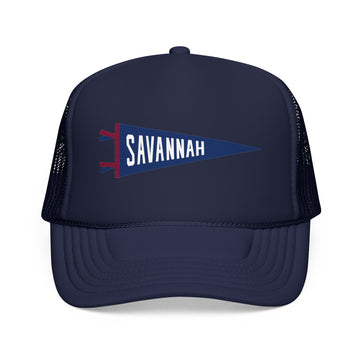 Savannah, Georgia Pennant Trucker Hat — Retro Flag Foam Cap