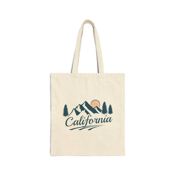 California Cotton Canvas Tote Bag - 15" x 16" - Forest Script