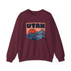 Buy maroon Utah Sweatshirt Retro Mountains, Utah Unisex Graphic Crewneck
