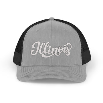 Buy heather-grey-black Illinois Snapback Trucker Cap - Embroidered Illinois Hat